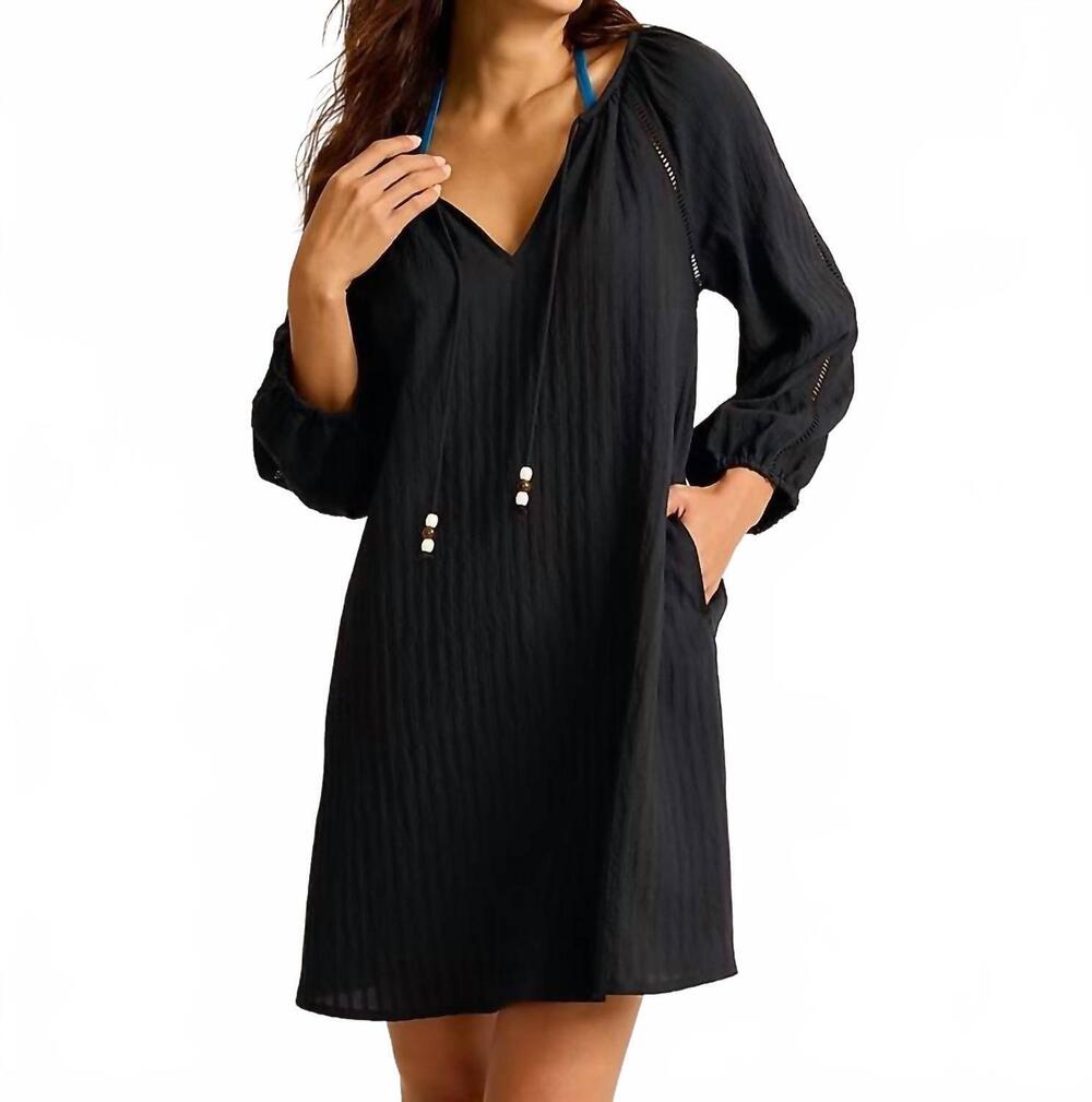 NEW TOMMY BAHAMA woven stripe beach tunic in black